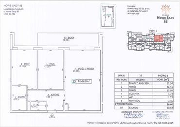 rzut mieszkanie na sprzedaż 67m2 mieszkanie Łódź, Polesie, Nowe Sady 85
