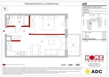 rzut mieszkanie na sprzedaż 42m2 mieszkanie Warszawa, Włochy, ul. Robotnicza 11/13