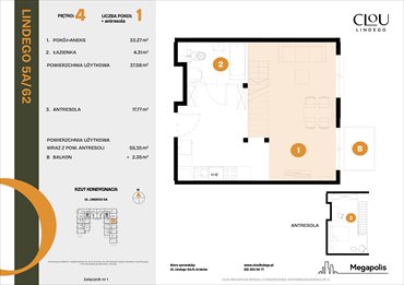 rzut mieszkanie na sprzedaż 38m2 mieszkanie Kraków, Lindego 5a