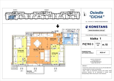 rzut mieszkanie na sprzedaż 46m2 mieszkanie Mińsk Mazowiecki, Cicha 12