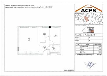 rzut mieszkanie na sprzedaż 54m2 mieszkanie Pruszków, Tworki, Partyzantów 10