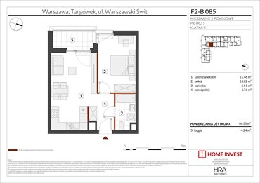 rzut mieszkanie na sprzedaż 45m2 mieszkanie Warszawa, ul. Warszawski Świt