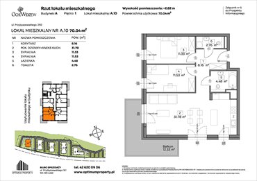 rzut mieszkanie na sprzedaż 70m2 mieszkanie Łódź, Widzew, Przybyszewskiego 292-300