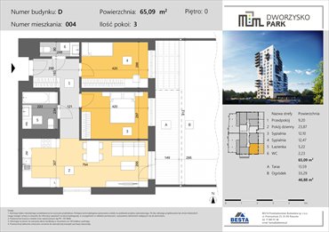 rzut mieszkanie na sprzedaż 65m2 mieszkanie Rzeszów, Przybyszówka, Dworzysko