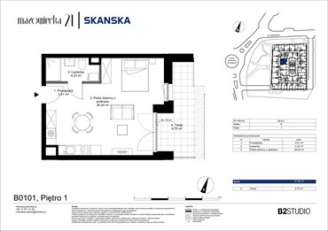 rzut mieszkanie na sprzedaż 37m2 mieszkanie Kraków, Krowodrza, ul. Mazowiecka 21