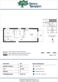 rzut mieszkanie na sprzedaż 46m2 mieszkanie Teresin - Gaj, Świętokrzyska 9
