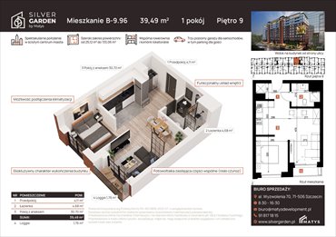 rzut mieszkanie na sprzedaż 39m2 mieszkanie Szczecin, Centrum, al. Wyzwolenia 70 / ul. Staszica 21