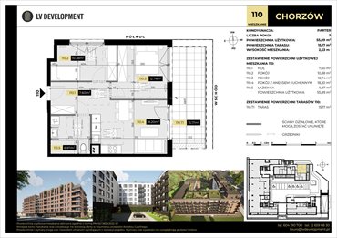 rzut mieszkanie na sprzedaż 56m2 mieszkanie Chorzów, 3 Maja 94'