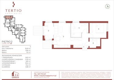 rzut mieszkanie na sprzedaż 55m2 mieszkanie Kraków, Bronowice, Gabrieli Zapolskiej 21