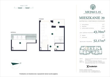 rzut mieszkanie na sprzedaż 44m2 mieszkanie Marcinkowo, Marcinkowo 156