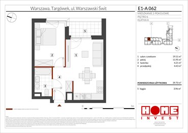 rzut mieszkanie na sprzedaż 40m2 mieszkanie Warszawa, Targówek, ul. Warszawski Świt