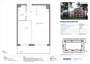 rzut mieszkanie na sprzedaż 46m2 mieszkanie Warszawa, Wilanów, Sarmacka