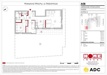 rzut mieszkanie na sprzedaż 58m2 mieszkanie Warszawa, Włochy, ul. Robotnicza 11/13