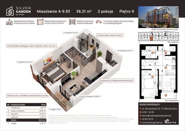rzut mieszkanie na sprzedaż 38m2 mieszkanie Szczecin, Centrum, al. Wyzwolenia 70 / ul. Staszica 21