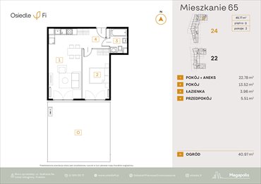rzut mieszkanie na sprzedaż 46m2 mieszkanie Kraków, Rzemieślnicza 22-24