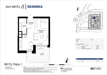 rzut mieszkanie na sprzedaż 32m2 mieszkanie Kraków, Krowodrza, ul. Mazowiecka 21