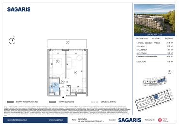 rzut mieszkanie na sprzedaż 42m2 mieszkanie Dziwnów, Kaprala Koniecznego 14
