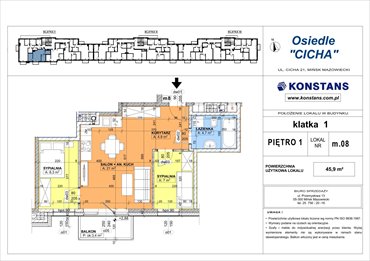 rzut mieszkanie na sprzedaż 46m2 mieszkanie Mińsk Mazowiecki, Cicha 12