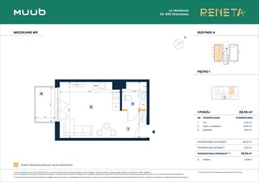 rzut mieszkanie na sprzedaż 29m2 mieszkanie Warszawa, Włochy, Nasienna 11