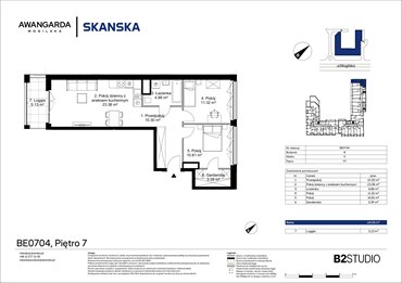 rzut mieszkanie na sprzedaż 64m2 mieszkanie Kraków, Prądnik Czerwony, Mogilska 126