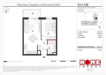 rzut mieszkanie na sprzedaż 41m2 mieszkanie Warszawa, Targówek, ul. Warszawski Świt