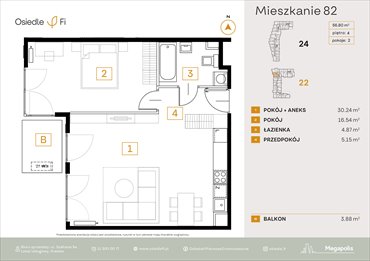rzut mieszkanie na sprzedaż 57m2 mieszkanie Kraków, Rzemieślnicza 22-24
