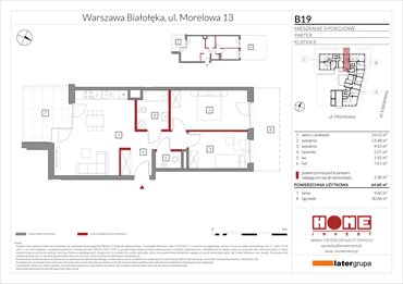 rzut mieszkanie na sprzedaż 65m2 mieszkanie Warszawa, Żerań, ul. Morelowa 13