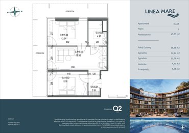 rzut mieszkanie na sprzedaż 50m2 mieszkanie Pobierowo, Karola Borka 6