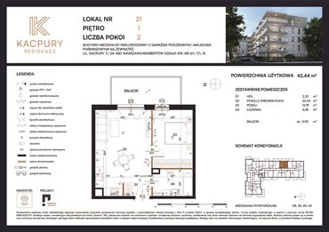 rzut mieszkanie na sprzedaż 42m2 mieszkanie Warszawa, Rembetów, Kacpury 11