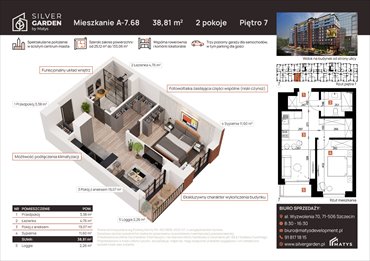 rzut mieszkanie na sprzedaż 39m2 mieszkanie Szczecin, Centrum, al. Wyzwolenia 70 / ul. Staszica 21