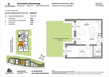 rzut mieszkanie na sprzedaż 47m2 mieszkanie Łódź, Widzew, Przybyszewskiego 292-300