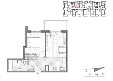 rzut mieszkanie na sprzedaż 38m2 mieszkanie Kraków, Mistrzejowice, Os. Piastów 77