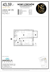 rzut mieszkanie na sprzedaż 44m2 mieszkanie Lublin, CZECHÓW, Kameralna 3