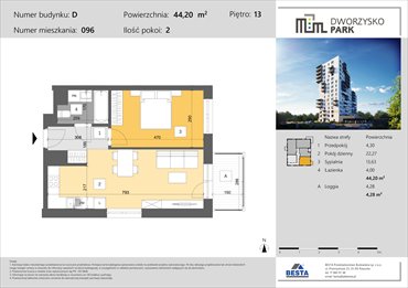 rzut mieszkanie na sprzedaż 44m2 mieszkanie Rzeszów, Przybyszówka, Dworzysko