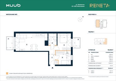 rzut mieszkanie na sprzedaż 54m2 mieszkanie Warszawa, Włochy, Nasienna 11