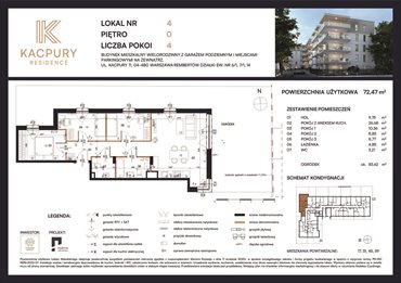 rzut mieszkanie na sprzedaż 72m2 mieszkanie Warszawa, Rembetów, Kacpury 11