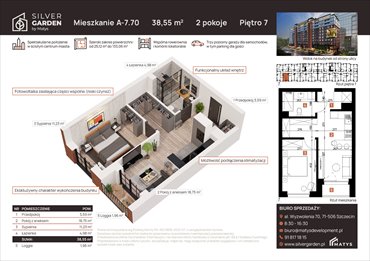rzut mieszkanie na sprzedaż 39m2 mieszkanie Szczecin, Centrum, al. Wyzwolenia 70 / ul. Staszica 21