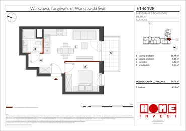 rzut mieszkanie na sprzedaż 34m2 mieszkanie Warszawa, Targówek, ul. Warszawski Świt