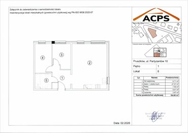 rzut mieszkanie na sprzedaż 55m2 mieszkanie Pruszków, Tworki, Partyzantów 10