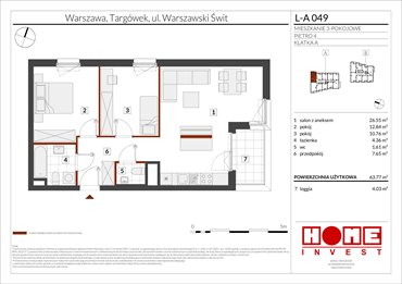 rzut mieszkanie na sprzedaż 64m2 mieszkanie Warszawa, Targówek, ul. Warszawski Świt