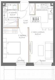 rzut mieszkanie na sprzedaż 37m2 mieszkanie Gdańsk, Osowa, Izydy