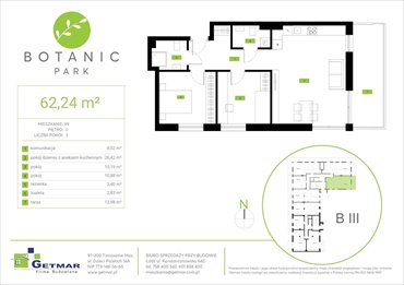 rzut mieszkanie na sprzedaż 62m2 mieszkanie Łódź, Polesie, Konstantynowska 64c