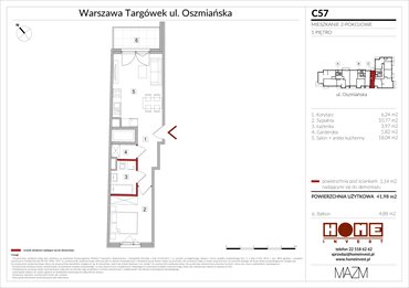 rzut mieszkanie na sprzedaż 42m2 mieszkanie Warszawa, Targówek, ul. Oszmiańska 22