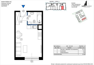 rzut mieszkanie na sprzedaż 29m2 mieszkanie Łódź, Retkinia, Maratońska 49C