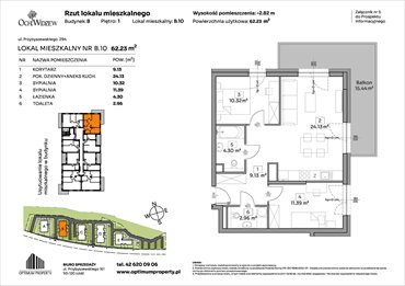 rzut mieszkanie na sprzedaż 62m2 mieszkanie Łódź, Widzew, Przybyszewskiego 292-300