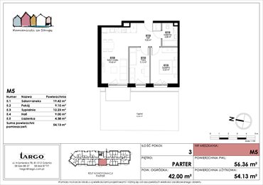rzut mieszkanie na sprzedaż 54m2 mieszkanie Rumia, Kosynierów 9