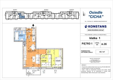 rzut mieszkanie na sprzedaż 43m2 mieszkanie Mińsk Mazowiecki, Cicha 12