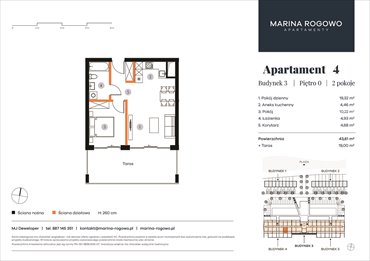 rzut mieszkanie na sprzedaż 44m2 mieszkanie Rogowo, Rogowo 65