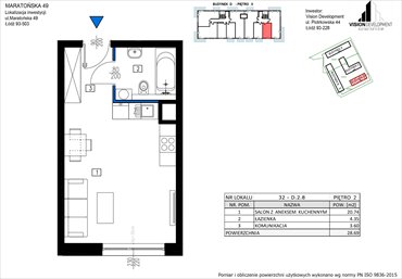 rzut mieszkanie na sprzedaż 29m2 mieszkanie Łódź, Retkinia, Maratońska 49C