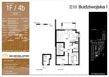 rzut mieszkanie na sprzedaż 54m2 mieszkanie Rzeszów, Budziwojska 3